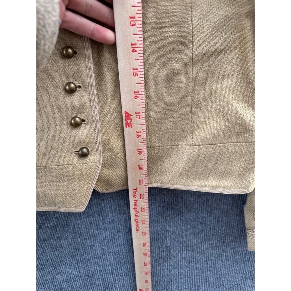 NWT Lauren Ralph Lauren Petite Tan Linen Military Jacket Soutache Cuffs 12P NEW - Picture 9 of 12